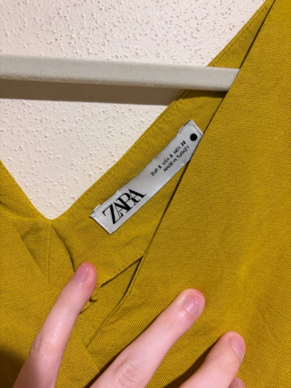 Zara Yellow Linen Blend Kaftan Caftan Midi Dress V Neck Short Sleeve - Picture 8 of 13